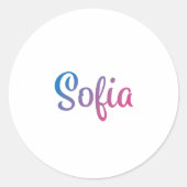 Sofia Stylish Cursive Runder Aufkleber (Vorderseite)