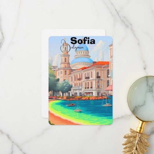 Sofia Travel Poster Sofia Poster Wall Art Bulgaria Dankeskarte (Vorderseite/Rückseite Beispiel)