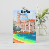 Sofia Travel Poster Sofia Poster Wall Art Bulgaria Dankeskarte (Stehend Vorderseite)