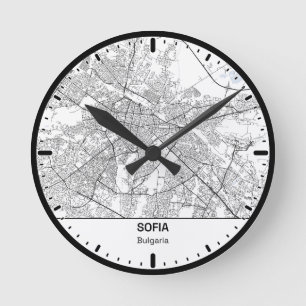 Sofia-Uhr-Stadt-Linienkunst Runde Wanduhr