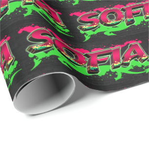 Sofia Vorname Name Graffiti red green Geschenkpapier