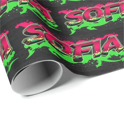 Sofia Vorname Name Graffiti red green Geschenkpapier (Rolleneckpunkt)