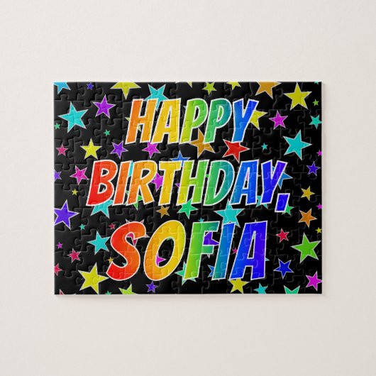 "SOFIA" Vorname, Spaß "GLÜCKLICHER GEBURTSTAG" Puzzle (Horizontal)