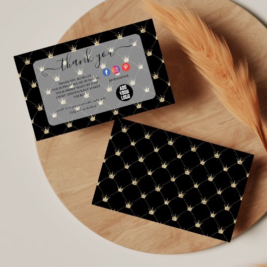 Sofisticated Black Gold Crown Layout Dankeskarte