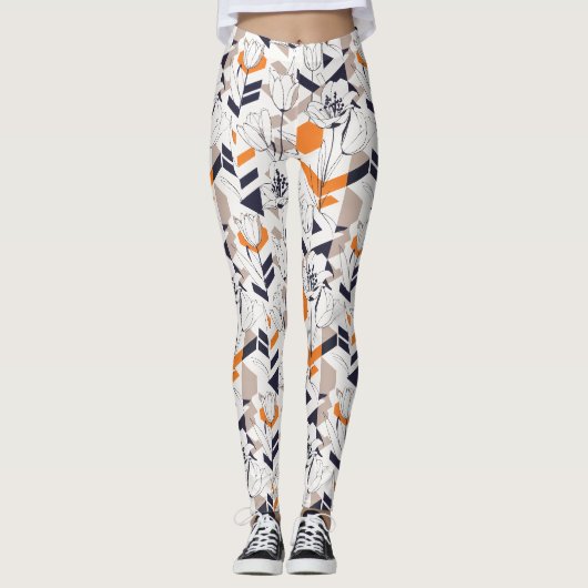 Sofisticated Geometric Tulpenmuster in warmer Farb Leggings (Vorderseite)