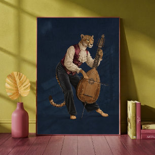 Sofisticated Leopard spielt Cello Musikalisch Poster