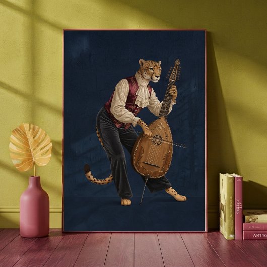 Sofisticated Leopard spielt Cello Musikalisch Poster