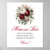 Sofisticated Mimosa Bar Blush Burgunder Floral Sig Poster (Vorne)