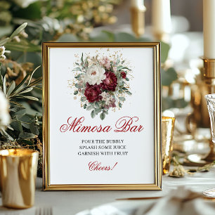 Sofisticated Mimosa Bar Blush Burgunder Floral Sig Poster