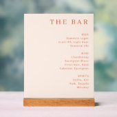 Sofisticated Pfirsich Minimalistische Bar Menu Acrylschild (Neutral)