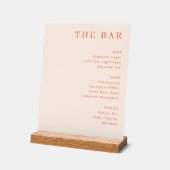 Sofisticated Pfirsich Minimalistische Bar Menu Acrylschild (Winkel)