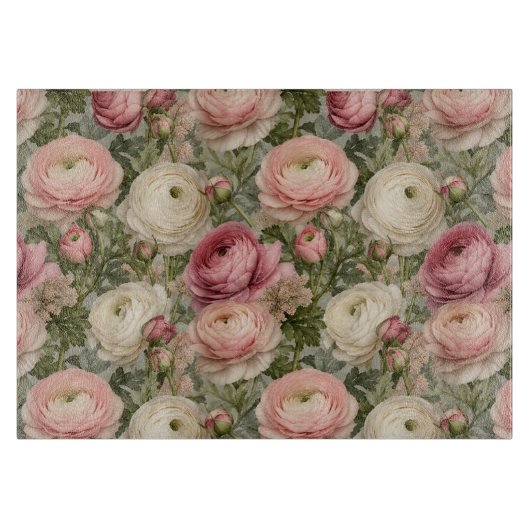 Sofisticated Ranunculus Blumenprint Schneidebrett (Vorderseite)