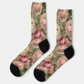 Sofisticated Ranunculus Blumenprint Socken (Linkes Detail)