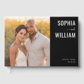 Sofisticated Schwarz und Gold Foto Gästebuch (Vorderseite)