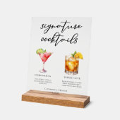 Sofisticertes Hochzeits-Signature-Cocktails-Menü Acrylschild (Winkel)