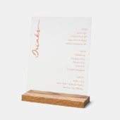 Sofisticertes Oranges Serif-Hochzeitsmenü Acrylschild (Winkel)