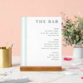 Sofisticertes weißes minimalistisches Bar-Menü Acrylschild (Hochzeit)
