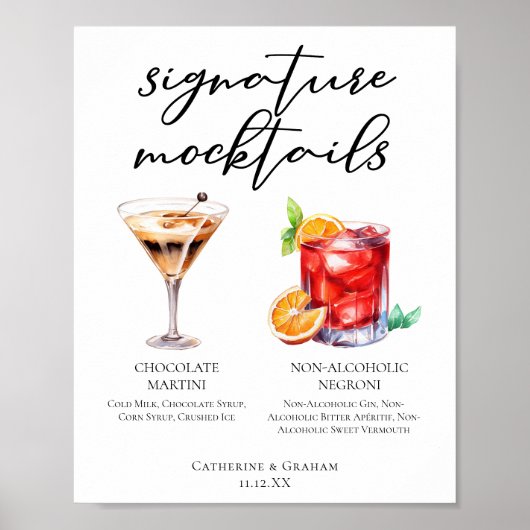 Sofistiche alkoholfreie Hochzeits-Mocktails-Speise Poster (Vorne)