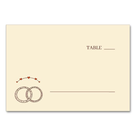 Sofisticierte Beige-Minimalist-Ringe und -Herzen Tischnummer (Vorderseite)