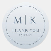 Sofisticierte Grau-Blau-Initialen Runder Aufkleber (Vorderseite)