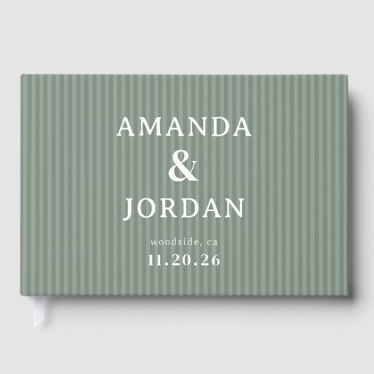 Sofisticierte grüne Streifen Gästebuch (Vorderseite)