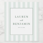Sofisticierte Mint-gestreifte Eleganz Weinetikett (Einzelnes Label)