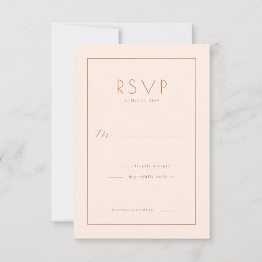 Sofisticierte Peach-Minimalist-RSVP RSVP Karte (Vorderseite)