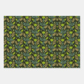 Sofisticiertes blaues und beige Blumendesign Geschenkpapier Set (Vorderseite 2)