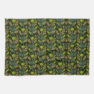 Sofisticiertes blaues und beige Blumendesign  Geschirrtuch