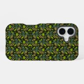 Sofisticiertes blaues und beige Blumendesign iPhone 16 Hülle (Rückseite (Horizontal))