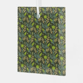 Sofisticiertes blaues und beige Blumendesign  Ornament Aus Glas (Vorderseite links)