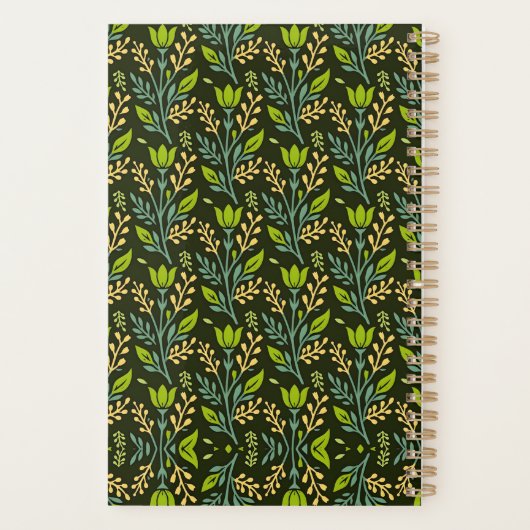 Sofisticiertes blaues und beige Blumendesign  Planer (Rückseite)