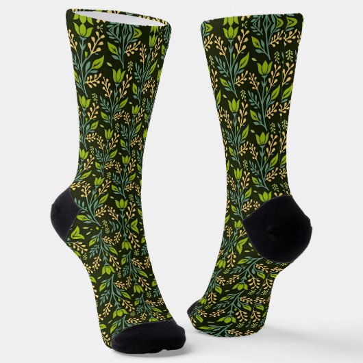 Sofisticiertes blaues und beige Blumendesign Socken (Gewinkelt)