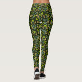 Sofisticiertes blaues und beiges Blumenmuster-Desi Leggings (Rückseite)