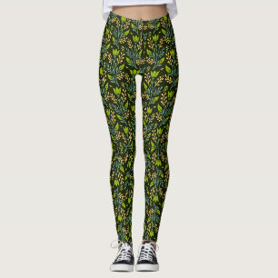 Sofisticiertes blaues und beiges Blumenmuster-Desi Leggings