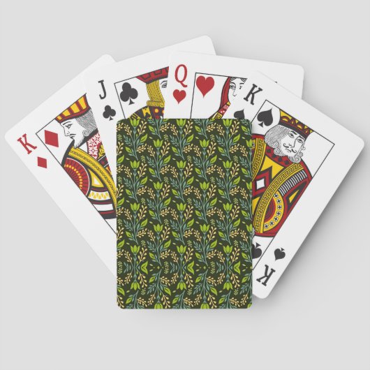 Sofisticiertes blaues und beiges Blumenmuster-Desi Spielkarten (Rückseite)