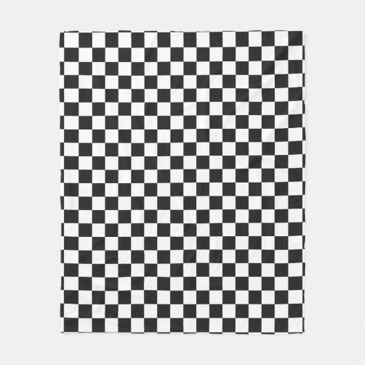 Sofisticiertes Schwarz-Weiß-Karomuster Fleecedecke (Vorderseite)