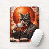 Sofistikate Katze trinkt Kaffee-Mauspad Mousepad (Mit Mouse)
