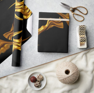 Sofistische Präsentation: Schwarz & Gold abstrakt Geschenkpapier