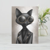 Sofistische Schwarze-Katze-Geburtstagsfeier Einladung (Stehend Vorderseite)