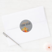 Sofistiziertes florales Design Graue orangefarbene Runder Aufkleber (Umschlag)