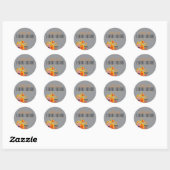 Sofistiziertes florales Design Graue orangefarbene Runder Aufkleber (Blatt)