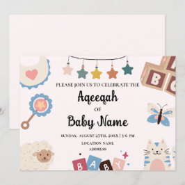 Sofort bearbeitbare Aqeeqah Aqiqah-Einladungskarte Einladung
