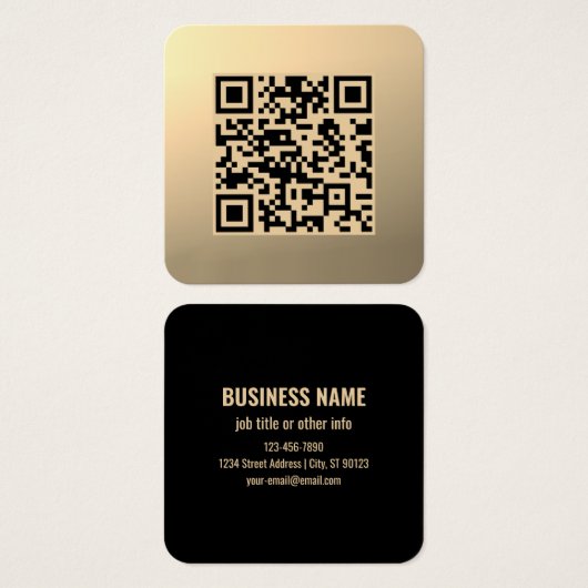 Sofort bearbeitbare QR-Code-Vorlage | Faux Gold (Vorne & Hinten)