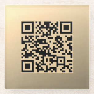 Sofort bearbeitbare QR-Code-Vorlage   Faux Gold Glasuntersetzer