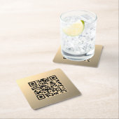 Sofort bearbeitbare QR-Code-Vorlage | Faux Gold Rechteckiger Pappuntersetzer (Vor Ort)