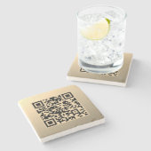Sofort bearbeitbare QR-Code-Vorlage | Faux Gold Steinuntersetzer (Seitenansicht)