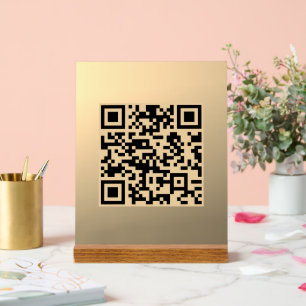Sofort bearbeitbare QR-Codevorlage Imitate Gold Acrylschild