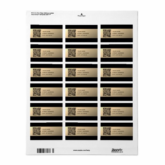 Sofort bearbeitbare QR-Codevorlage | Imitate Gold Adressaufkleber (Vorne)