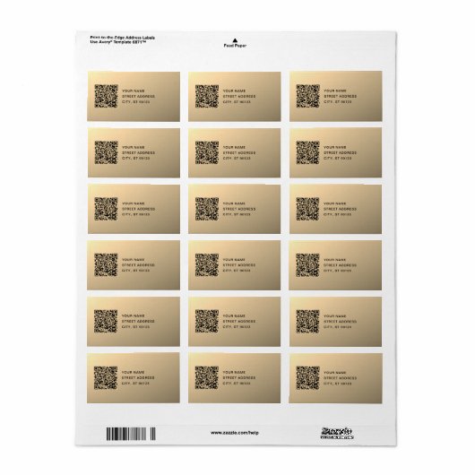 Sofort bearbeitbare QR-Codevorlage | Imitate Gold Adressaufkleber (Vorne)
